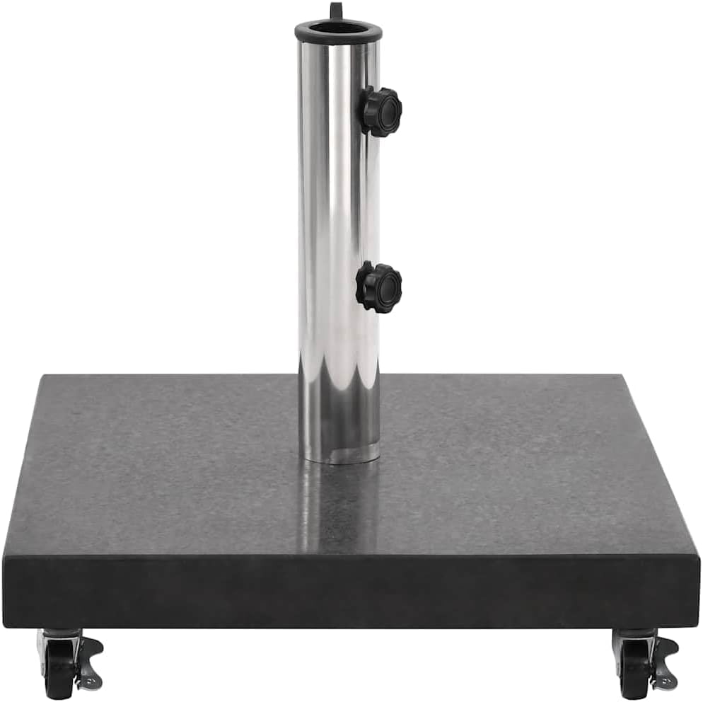 Granite Parasol Base 66.1 lb Square Black Heavy Duty Umbrella Stand with 2 Locking Bolts, 1 Adapter for 1.5"/1.9" Poles, 4 Castors for Easy Movement