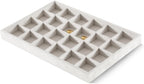 Velvet Stackable Jewelry Display Tray, 24 Grid Earring Ring Storage Tray, Drawer Divider Jewelry Accessories Organizer Plate (White)
