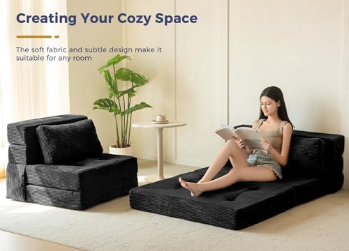MAXYOYO Convertible Sofa Bed, Fold Out Sofa Couch with Pillow for Adults | Lo...