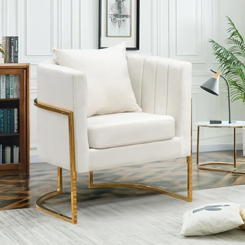 Velvet Accent Chairs Set of 2, Mid Century Modern Upholstered Barrel Armchair...