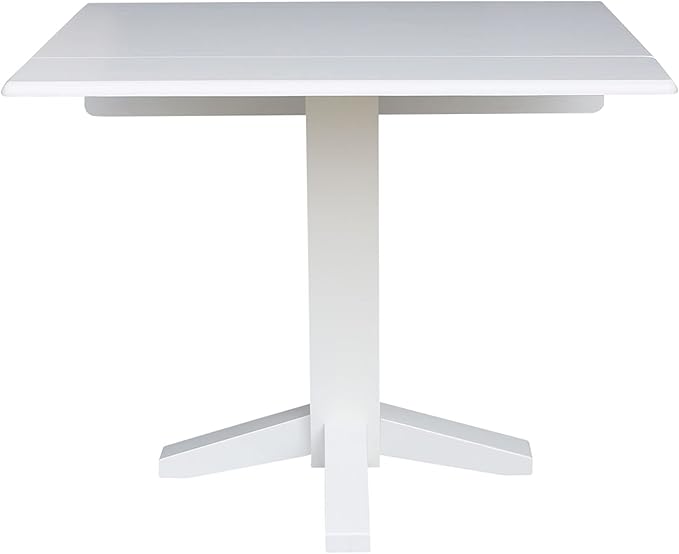 Solid Wood 36" Square Dual Drop Leaf Dining Table, White