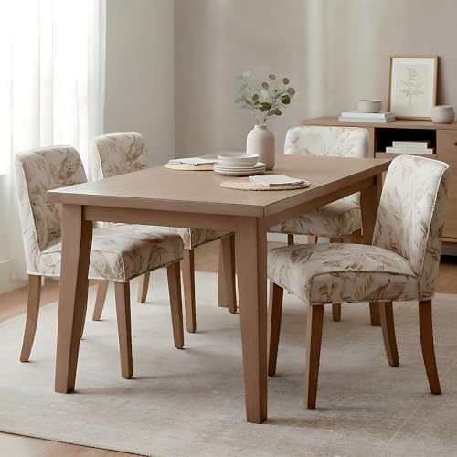 Dining Room Chairs Set of 6, Linen Fabric Floral Pattern Kitchen Chairs with ...
