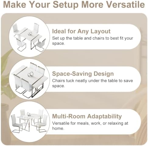 Ebullient White Dining Table Set for 4, Modern Dining Room Table Set for 4