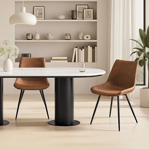 Yaheetech Dining Chairs Set of 2 Mid Century Modern Kitchen Chairs Brown