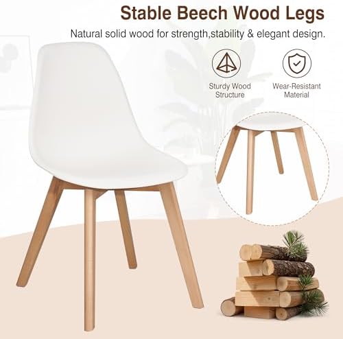 VECELO Dining Chairs Set of 4, Mid-Century Modern Kitchen & Dining Room C...