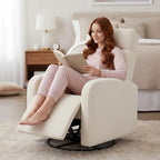 Swivel Rocker Chair, 360°Swivel Rocker Chairs with High Back Arms, Rocking Lazy Boy Chairs, Upholstered Swivels Corduroy Glider for Living Room, Bedroom, Nursing, Beige