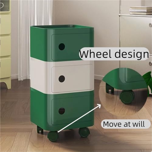 Movable Square Nightstand, Plastic Side Table with Universal Wheels, Multifun...