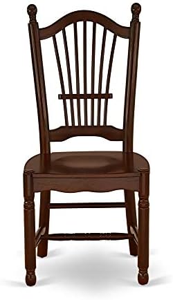 East West Furniture DOC-MAH-W Dover Kitchen Dining Chairs - Slat Back Wood Se...