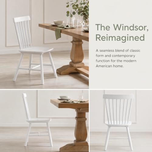 Windsor Dining Chairs Set of 2, Spindle Back Wooden Chairs