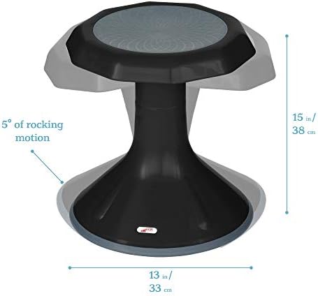 ECR4Kids ACE Active Core Engagement Wobble Stool, 15-Inch Seat Height, Flexible Seating, Black | Durable plastic, GREENGUARD Gold Certified, 7-9 years, 150 lb capacity, fully assembled, flexible seating for classroom use
