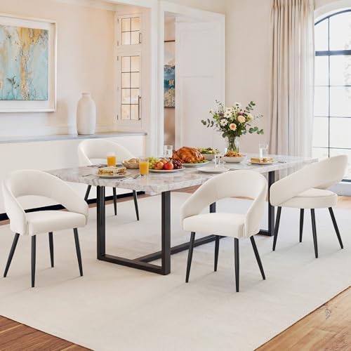 LUE BONA Modern Dining Chairs Set of 4, Beige