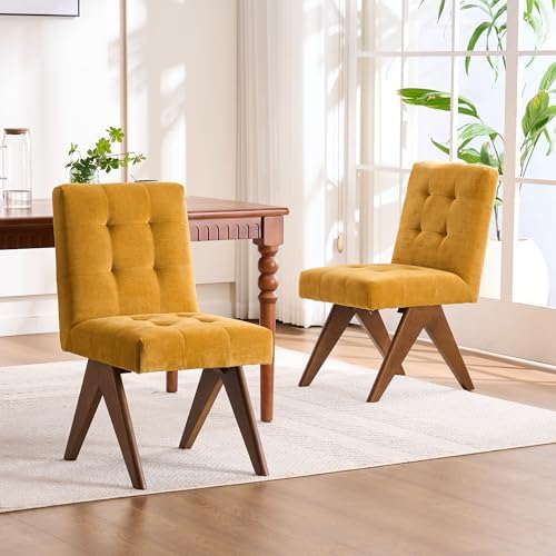 Rowill Modern Upholstered Dining Chairs Parsons Chair Linen Fabric Kitchen Ch...