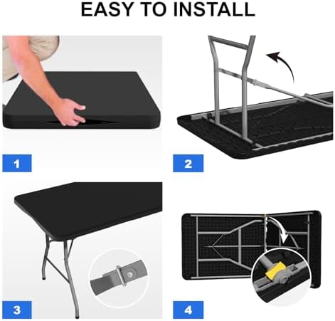 4 Pack Folding Stools with Foldable Table 6ft, Heavy Duty Dining Table and Ch...