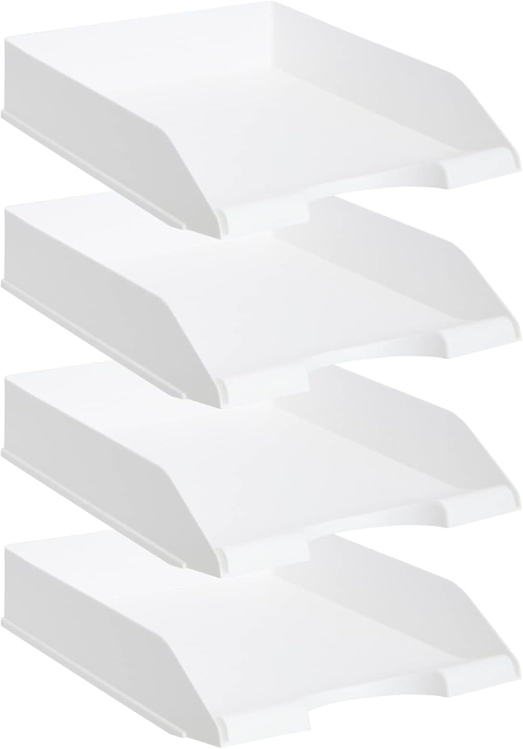 Stockroom Plus Rectangular Letter Trays - Paper Trays for Classroom - Desktop Paper Organizer & File Holder - Document Organizer for Desk Storage - Pack of 4, White, 10 x 13.5 x 2.5 in