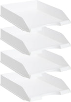 Stockroom Plus Rectangular Letter Trays - Paper Trays for Classroom - Desktop Paper Organizer & File Holder - Document Organizer for Desk Storage - Pack of 4, White, 10 x 13.5 x 2.5 in