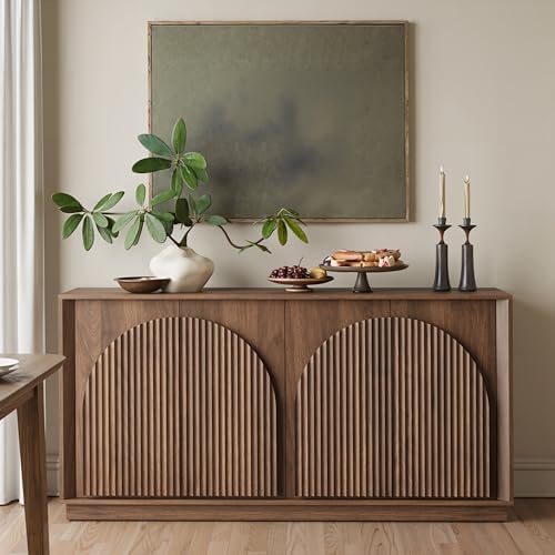 win2win 65" Sideboard Buffet Cabinet with Storage, Modular Credenza, Walnut