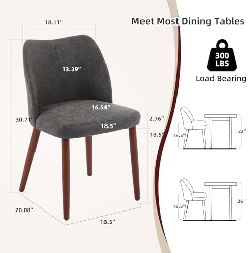 Modern Dining Chairs Set of 4, Upholstered Faux Leather Kitchen Side Chairs w...