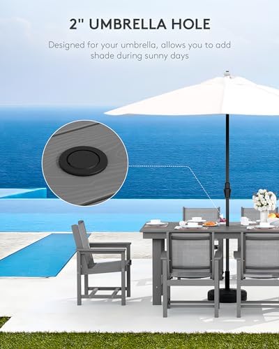 SERWALL 5 Pcs HDPE Patio Dining Set, HDPE Dining Set for 4, Gray