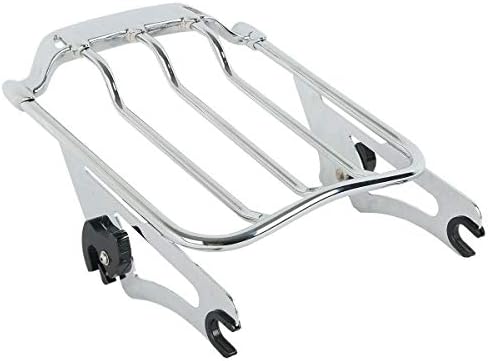 XFMT Motorcycle Chrome Detachable Two-Up Luggage Rack for Air Wing Harley Touring Road King Street Glide Road Glide Electra Glide 2009-Later