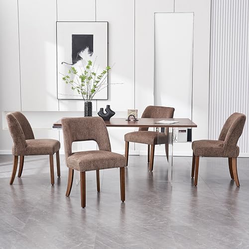 VKNOW Dining Chairs Set of 2, Fabric Dining Chairs, Brown