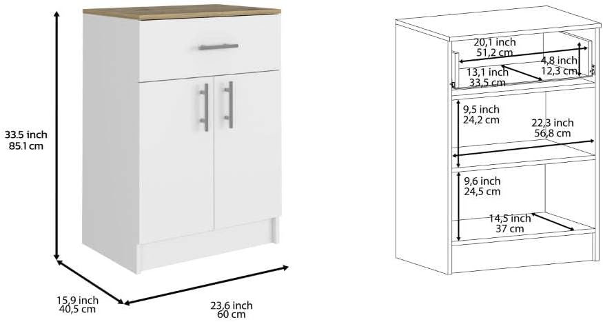 2 Piece Kitchen Set with Island and Pantry Cabinet | Ready-to-assemble with i...