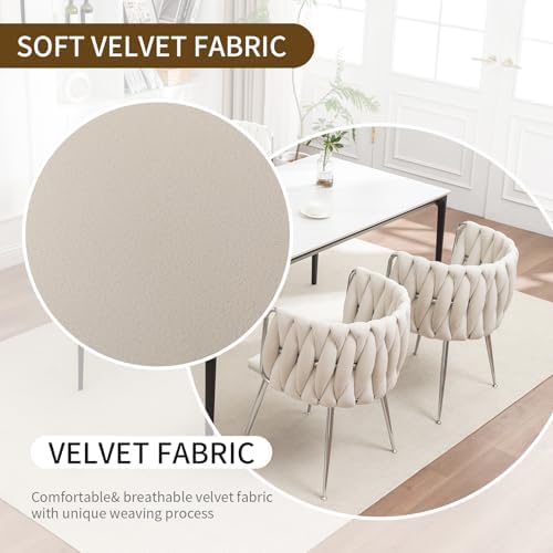 Velvet Dining Chairs Set of 2, Upholstered Dining Room Chairs with Metal Legs...