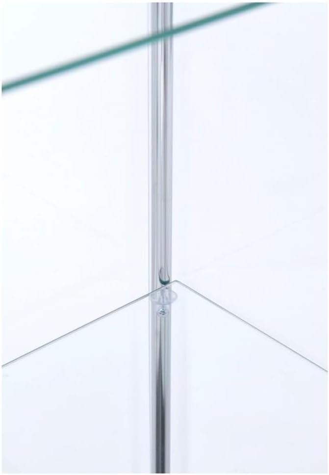 BOWERY HILL 4 Shelf Glass Display Case Cabinet with Chrome Support Beams and ...