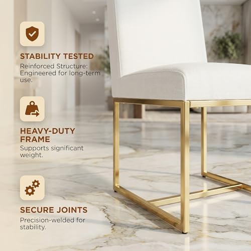 HNY Modern Dining Chairs Set of 4, Upholstered Linen Dining Room Chairs with ...