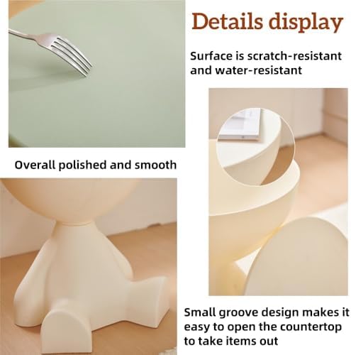 Side Table, Bedside Table with Storage, Round End Table, Balcony Table, Suita...