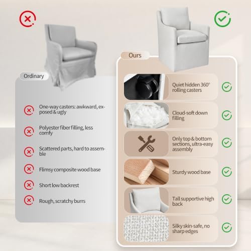 DUHOME Upholstered Dining Chair,Linen Accent Chair for Living Room,Single Sof...