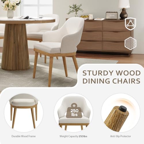 MALOL Wooden Dining Chairs Set of 4, Modern Fabric Upholstered Dining Room Ch...