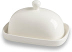 Sweejar Ceramic Butter Dish with Lid for Countertop,Porcelain Butter Keeper with Knob Handle,Butter Container for East/West Coast Butter, 7.3*4.1 inches (Beige)