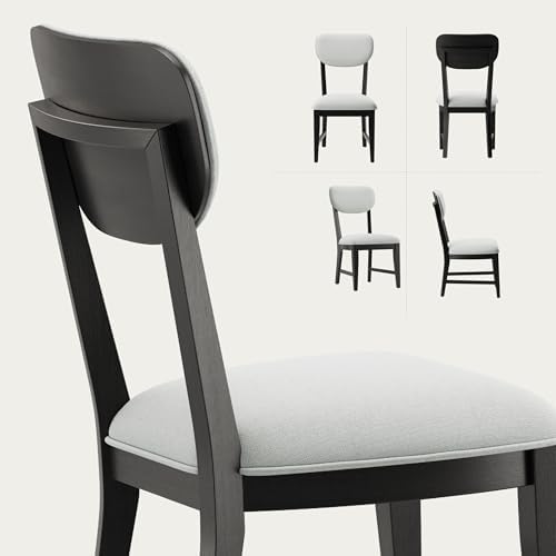 COLAMY Solid Wood Dining Chairs Set of 4, Mid Century Modern Upholstered Kitc...