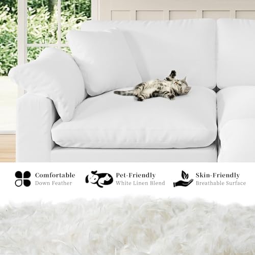 Modular Sectional Sofa Cloud Couch,Down Filled Comfy Cloud Modern Sofa,White ...