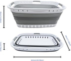SAMMART 44L Collapsible Plastic Laundry Basket - Foldable Pop Up Storage Container/Organizer - Portable Washing Tub - Space Saving Hamper/Basket (1, White/Grey), Size: 25.4 x 17.3 x 10.2 inches