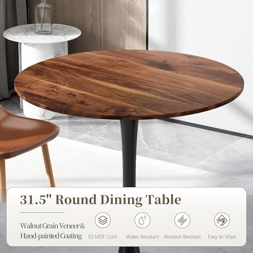 31.5 Inch Round Dining Table,Mid-Century Tulip Table with Metal Pedestal Base...