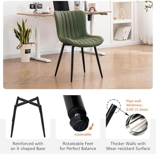 YOUNUOKE Dining Chairs Set of 2 Mid-Century Modern Kitchen Chair Green