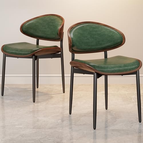 REONEY Dining Chairs Set of 4, Mid-Century Modern Kitchen Chairs, Green