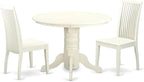 East West Furniture SHIP3-LWH-W 3 Piece Dinette Set for Small Spaces Contains a Round Kitchen Table with Pedestal and 2 Dining Chairs, 42x42 Inch, Linen White