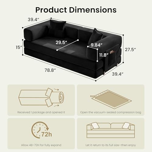 78.8" Convertible Futon Sofa Bed, Couch for Living Room | Corduroy Loves...
