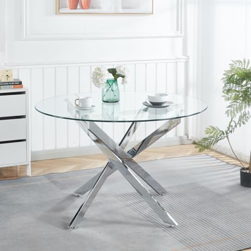 Henf 7 Piece Round Dining Table Set with 6 Upholstered Chairs, 47'' G...