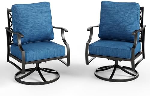 MIXPATIO, 2 Pack, Swivel Rocking Chairs, Metal, Peacock Blue | 31.5"D x ...