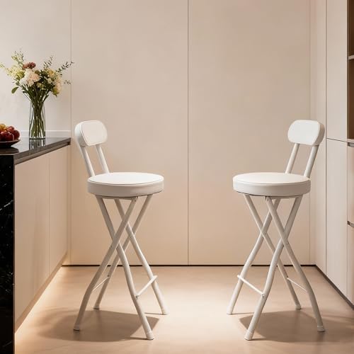 UWEAR Folding Bar Stool with Back,Tall Foldable Stool Seat Padded Portable St...