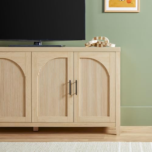 Walker Edison Sasha 4-Door Reeded Sideboard Buffet with Cord Management, 60 I...