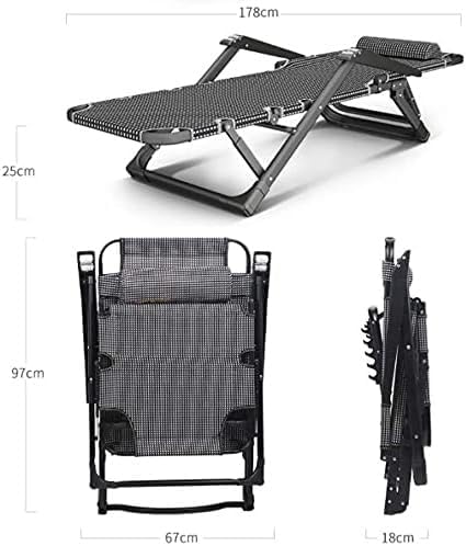 Folding Outdoor Chaise Lounge Chair,with Pillow Gravity Adjustable Reclining Deck - for Office Pool(D)