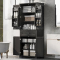 Bathroom Storage Cabinet with Doors and Drawer, Multiple Storage Space, Adjustable Shelf, White (Black)