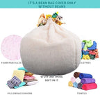 Fluffy Stuffed Animal Storage Bean Bag Chair Cover (No Filler), Faux Fur Comfy Bean Bag Cover for Organizing Plush Toys or Textile, for Adults Teens Kids Girls, Beige
