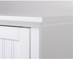 Pemberly Row 48" Tall 1-Door Kitchen Storage Pantry, Wood Construction, White Finish, 15" W x 15" D, Adjustable Shelves, Compact Design, Raised Panel Door, Brushed Aluminum Hardware