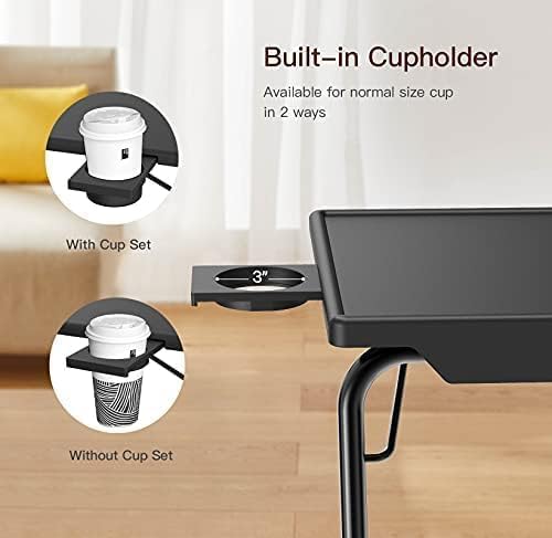 HUANUO TV Trays Set of 2, TV Tray with 6 Height & 3 Tilt Adjustments, Bla...