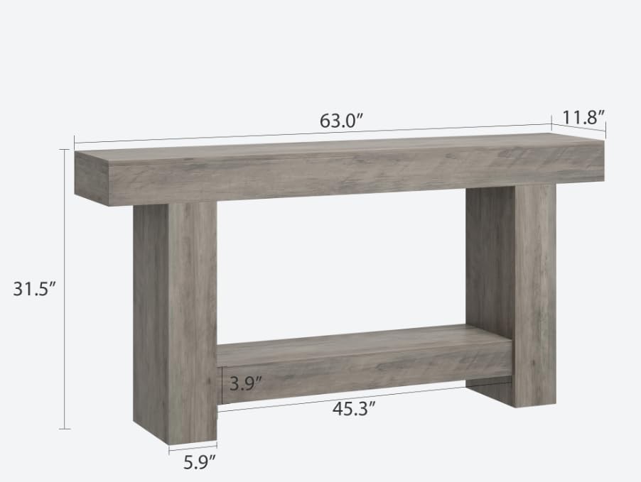 GAOMON 63" Farmhouse Console Table for Entryway - 2-Tier Storage Shelf, ...